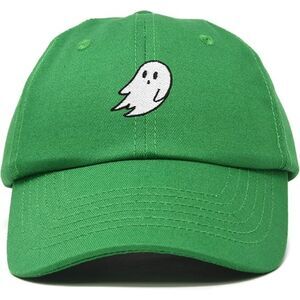 Unisex Kelly Green 100% Cotton Ghost Embroidered Adjustable Buckle Baseball Cap